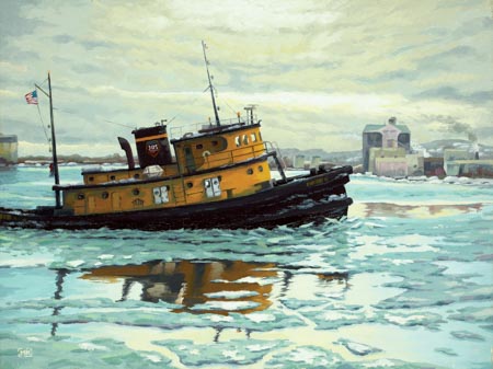 Break Up in Duluth Harbor - 12x16