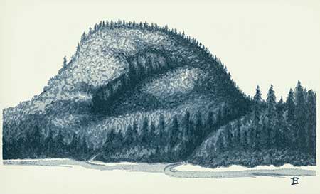 At Woodbine Harbor — lithograph, 7x13.5